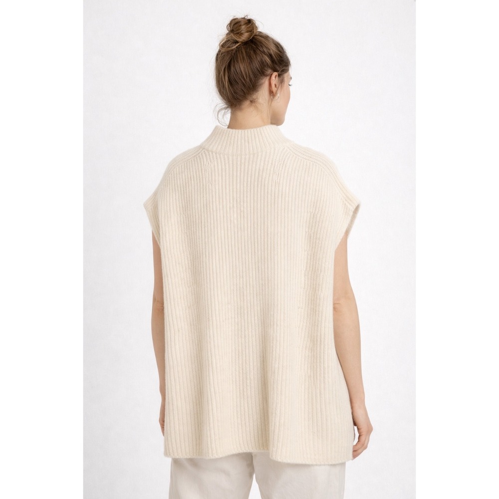 Banana Republic Oversized Sweater Vest M/L Cream Mock Neck Cashmere Merino Wool - Picture 6 of 13